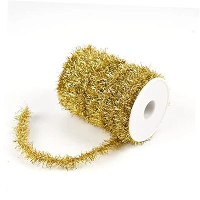 Guirnalda de oropel metálico de vacaciones de 66 pies para decoración dorada Foto 1 de 4