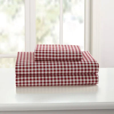 Laurel & Mayfair Full Gingham Print Sheet Set Red