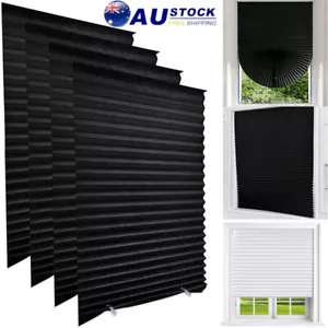 Blinds Curtains Self-Adhesive Pleated Half Blackout Windows Shades For Kitchen - Picture 1 of 15