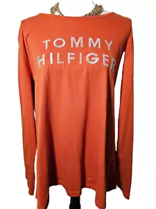 Tommy Hilfiger Womens Orange Long Sleeve Embroidered Tee Shirt Top Plus 2X - Picture 1 of 6