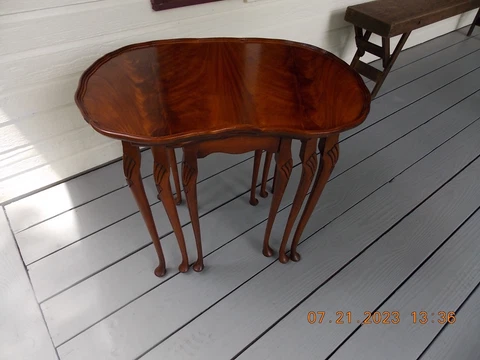 Supe Neat Vintage Set of Three Flame Mahogany Nest of Tables from England Cover