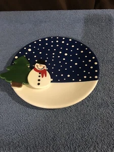 Small plate with snowman and tree - Picture 1 of 4