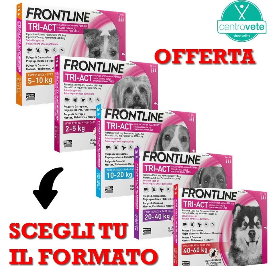 FRONTLINE TRIACT 3 Pipette → 2.5 - 5 / 5 - 10 / 10 - 20 / 20 - 40 / 40 - 60 Kg  - Immagine 1 di 1