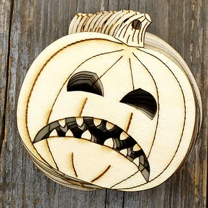 10x Wooden Halloween Despair Pumpkin Face Craft Shapes 3mm Plywood - Picture 1 of 1