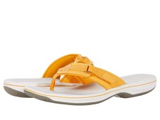 yellow clarks flip flops