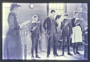 Vintage B/W 35mm slide photo school Singing / Reading copy of vintage photograph - Picture 1 of 2