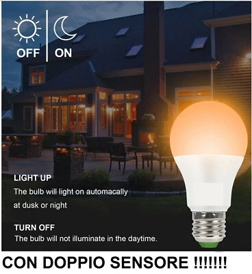 LAMPADA LAMPADINA LED CON SENSORE LUCE CREPUSCOLARE GIARDINO 10W AUTOMATICA - Immagine 1 di 4