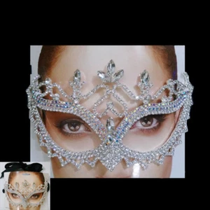 Eye Mask Crystal Rhinestone Royal Venetian Masquerade Wedding Bridal Prom Party - Picture 1 of 1