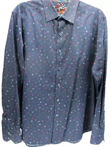 Robert Graham Herren LS Hemd blau weiß rot grau 100% Baumwolle Large Indien - Bild 1 von 10