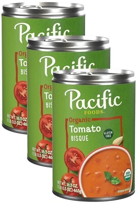 Pacific Foods tomate orgânico 🍅 bisque, sopa vegetariana 16,3 oz (pacote com 3) - Imagem 1 de 4