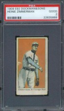 1909 E92 Dockman & Sons Heinie Zimmerman (Orange Background) PSA 2 Chicago Cubs