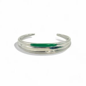 Pulsera brazalete BOTTEGA VENETA Trio plata de ley y esmalte verde talla grande - Imagen 1 de 9