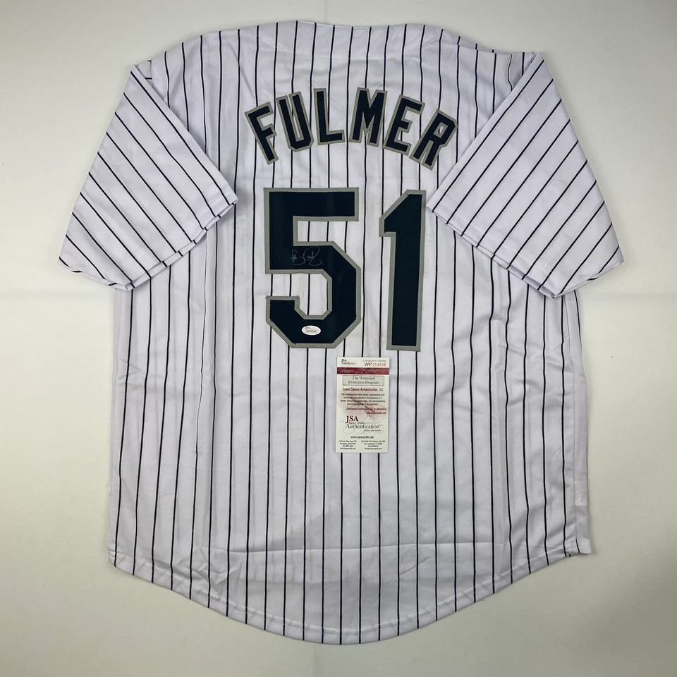 Autographed/Signed Carson Fulmer Chicago Pinstripe Baseball Jersey JSA COA - Image 1 of 4