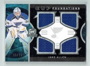 12-13 UD Upper Deck The Cup Foundations  Jake Allen  /25  Quad Jerseys 