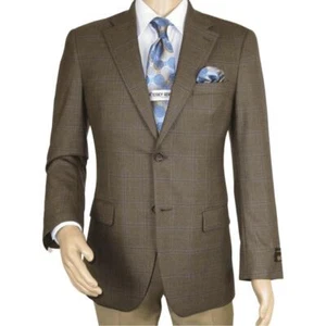 Abrigo deportivo para hombre APOLLO KING ventana panel 100 % lana super 150's C14 marrón café - Imagen 1 de 14