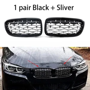 Chorme+Black Diamond Look Front Kidney Grille For BMW F30 F31 328i 335i 2012~18 - Bild 1 von 8