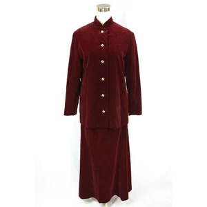 Vintage Anjac Needleman Mandarin Collar Velvet Skirt Suit Jacket Blazer S 1960s - Picture 1 of 10