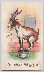 Postcard You Certainly Get My Goat,  Comic Humor 1910s - Picture 1 of 3