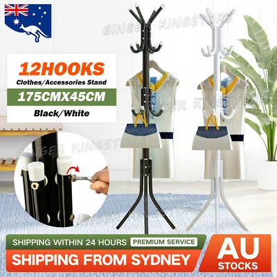 12 Hook Clothes Coat Hanger Stand 3-Tier Hat Rack Metal Tree Style Storage New - image 1 of 4