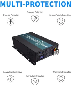 2000W Pure Sine Wave Inverter Off Grid 12V DC to 120V AC 60HZ Remote Control - Picture 1 of 8