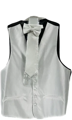 Bruno Piattelli Roma Men's White Vest Set 4 Piece Tie Bow Tie Hanky Size Large - Image 1 of 4