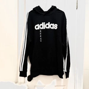 Adidas Womens Hooded Sweatshirt 2XL Logo Black Casual Workout - Picture 1 of 7