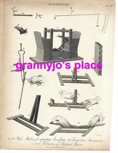 Máquina separadora de hierro 1815 grabado de placa de cobre, magnetismo por J. Pase - Imagen 1 de 2