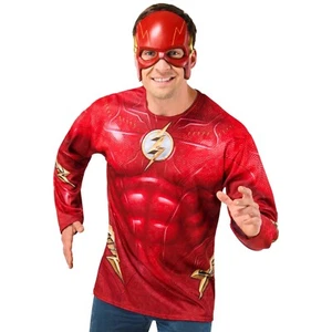 DC Comics The Flash Adult Halloween Costume Shirt & Mask - 40-42 XL #1247 - Picture 1 of 9