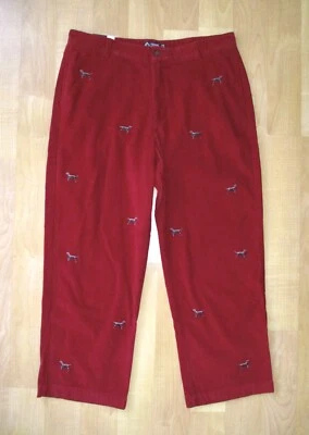 NWT Chaps Burgundy Corduroy Pants Embroidered Labrador Dogs Straight Leg 38 x 30 - Image 1 of 4