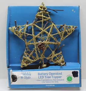 🎄Christmas Tree Topper Star Glitter Gold LED Lighted, Battery Operated, Timer - Picture 1 of 4