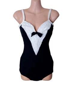 Vintage Swimming Costume Contesa Tuxedo, Bunny Girl, Cosplay UK 8/10 1960s - Picture 1 of 7