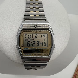 Vintage Timex Chrono Alarm Timer Digital Armbanduhr Edelstahl neue Batterie - Bild 1 von 6