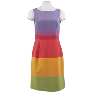 POSITIVE ATTITUDE Vintage Dress 8 Rainbow Colorblock Silk Sheath Sleeveless - Picture 1 of 5