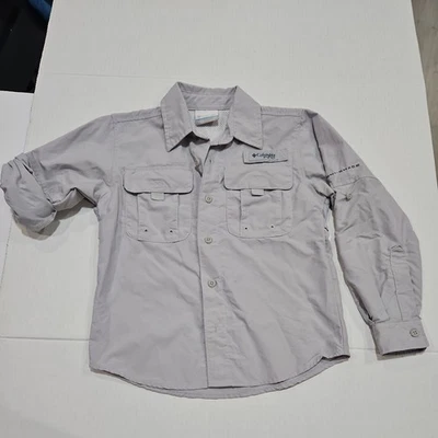 Columbia PFG Omni-Shade Youth Small 6/7 Gray Long Sleeve Vented Fishing Shirt - Image 1 of 4