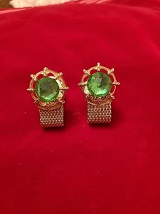 GEMELOS VINTAGE PARA HOMBRE grandes plegables estrás verde tono dorado ENVÍO GRATUITO - Imagen 1 de 3