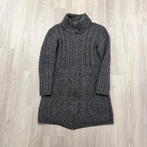 Original Aran Co Strickmantel Cardigan Damen mittelgrau 100% Merinowolle Full Zip - Bild 1 von 11