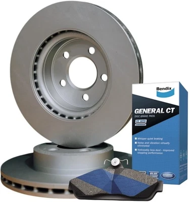 FRONT Disc Brake Rotors & BENDIX GCT PADS fits FORD Laser KJ Series II III 96-98 - image 1 of 4