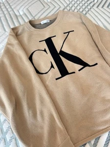 Damen Calvin Klein Oversize Strick Pullover Gr. XS, Farbe hellbraun/haferflocken - Bild 1 von 5