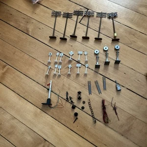 Vtg Toy Railroad Train HO Street Signs Power Lines Replacement Parts 37 Pcs Lot - Picture 1 of 8