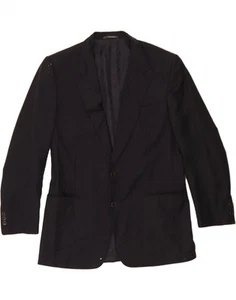 TRUSSARDI Mens 2 Button Blazer Jacket IT 50 Large Navy Blue Virgin Wool CN09 - Picture 1 of 7