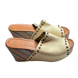 VTG Rampage Womens Y2K Studded Quizzy Platform Wedges Sandals Size 8.5 Going Out - Picture 1 of 10