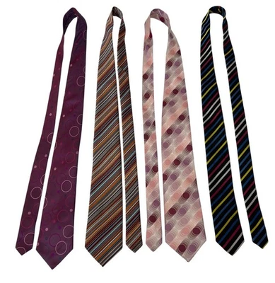 Lote de cuatro corbatas de seda Marks & Spencer 2 rayas poliéster 2 círculos Foto 1 de 4