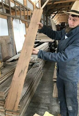 Suelo de madera maciza de roble blanco, piso de madera dura ranura de lengua recuperada horno seco z Foto 1 de 4