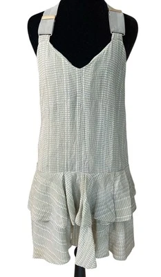 Derek Lam 10 Crosby Dress Woman Size 2 Green Ruffle Mini Silk - Image 1 of 4