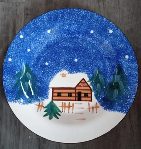 Living Quarters Holiday Mountain Lodge Log Cabin Dinner Plate 11" - Picture 1 of 2