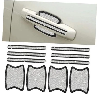 Protector de manija de puerta de coche Bling de 10 piezas, estrás de cristal anti negro/blanco Foto 1 de 4