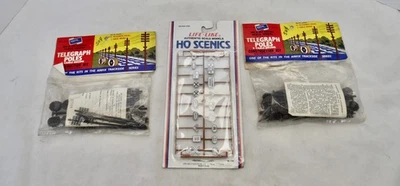 2 juegos de Airfix a escala HO / OO, postes de telégrafo y kit de batería de cable y letrero realista Foto 1 de 4