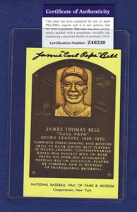 James Cool Papa Bell Negro League Baseball Autographed HOF Plaque Postcard PSA - Picture 1 of 1