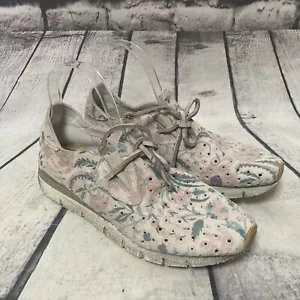 OBT Sneaker Damen 9,5 Lunar Trail Rosa Blumen Leder Schnürschuh Sneaker AO - Bild 1 von 10