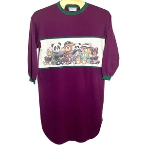 Kittens Novelty Teddy Bear Print Long Sleeve Nightgown Sleep Shirt One Size USA - Picture 1 of 8